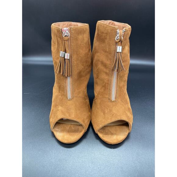 Chinese Laundry Brown Open Toe High Heel Ankle Booties Women’s Size 10 EU 41 - Picture 3 of 8